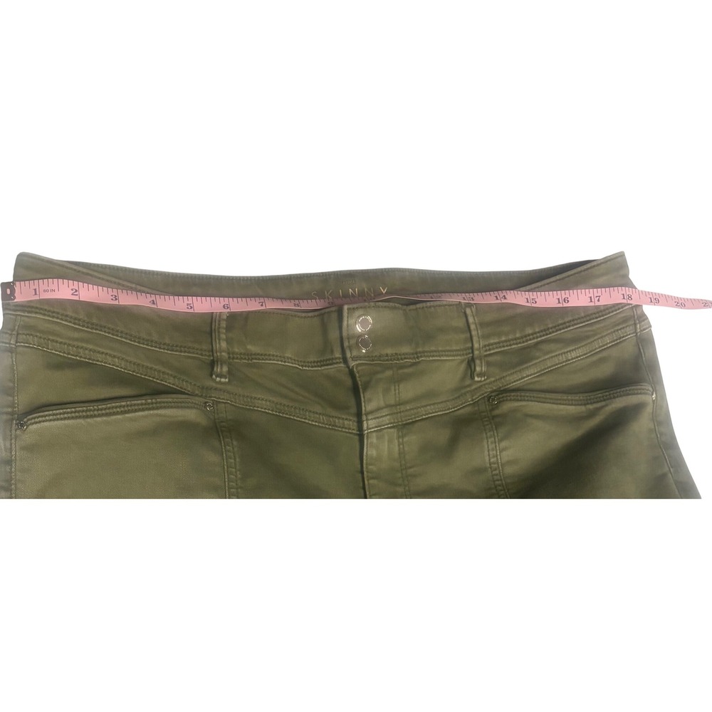 White House Black Market The Skinny Ankle Olive Green Moto Utility Pants 16L - Picture 3 of 7